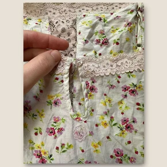 Vintage VICTORIA’S SECRET Silk Summer Pink Floral Lace Chemise Gown 90’s Medium - Picture 4 of 7